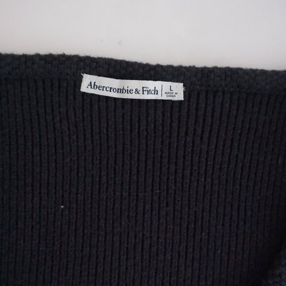 Abercrombie & Fitch Black Button Front Ribbed Knit Sleeveless Sweater Vest L - Picture 4 of 10